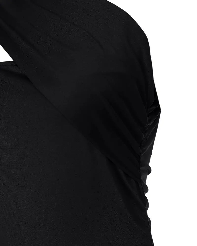 One Shoulder Sleeveless Ruched Party Dress