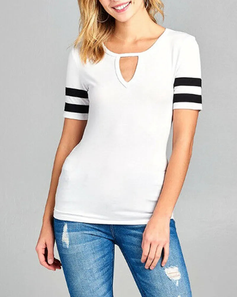 Stripe Cut Out Front T-Shirt
