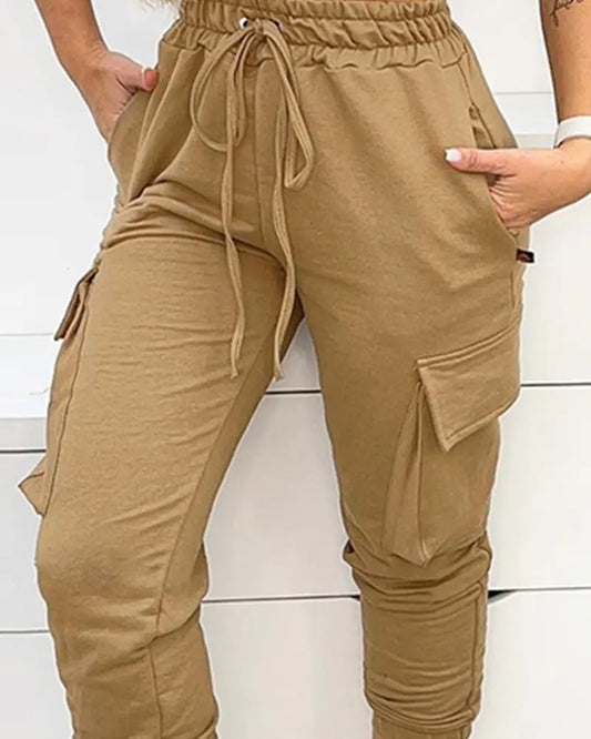 NEW Drawstring Pocket Design Cargo Pants
