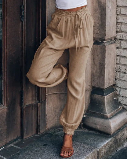 NEW Pocket Detail Drawstring Casual Cuffed Pants