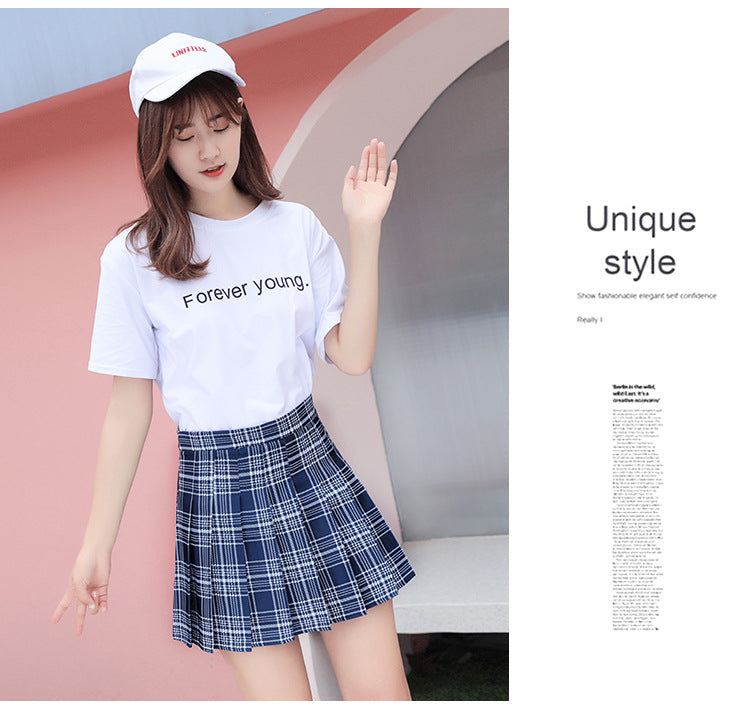 百褶裙女学生新款高腰韩版a字裙学院风夏季季2019半身裙女装短裙