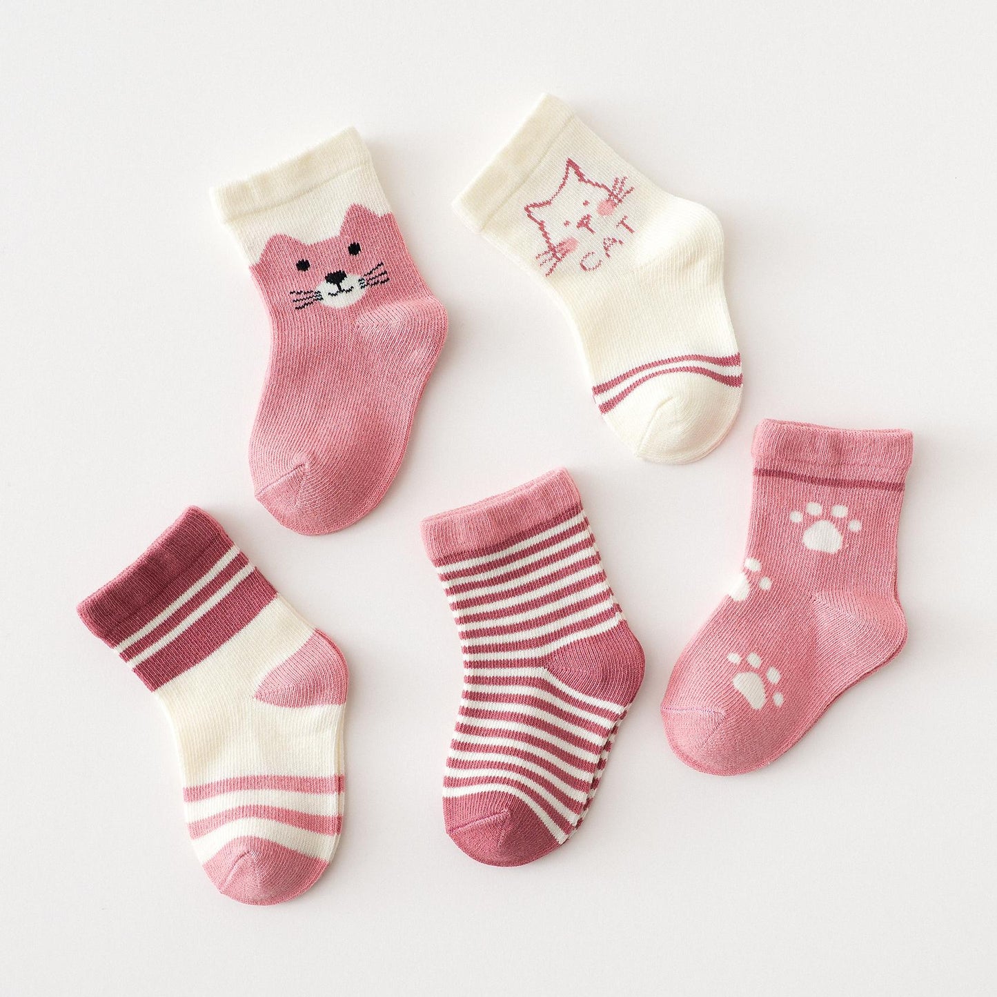 Children Four Seasons Tube Socks Pink Cat333333333333q