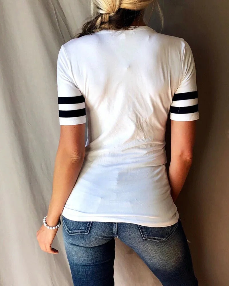 Stripe Cut Out Front T-Shirt