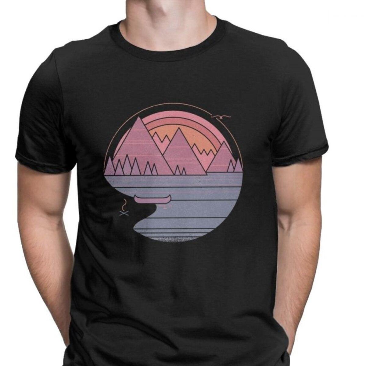The Mountains Are Calling Hiking Tee Shirt Men Outdoors Nature Camping Tshirts Trekking Summer Tees O Neck Cotton Shirt