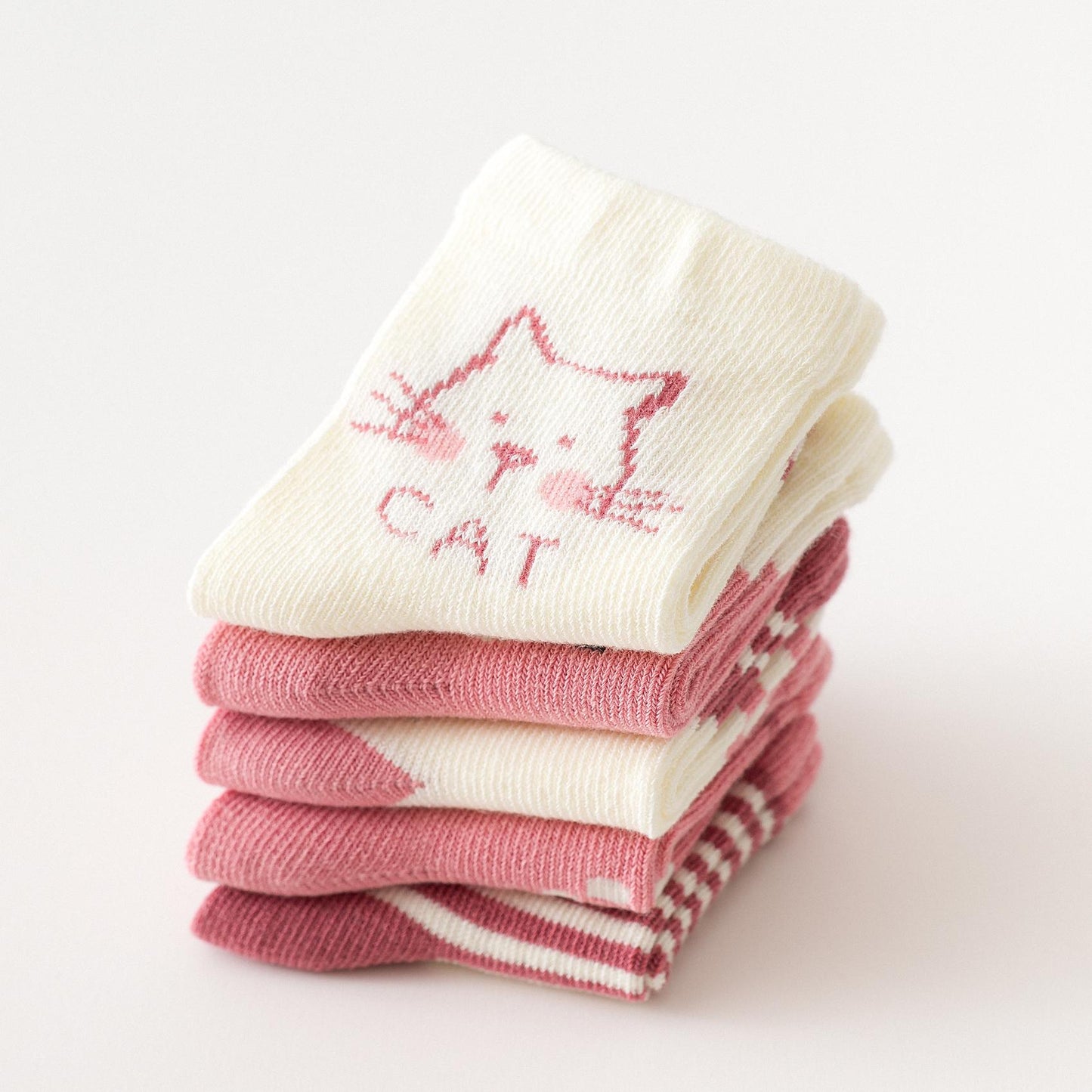 Children Four Seasons Tube Socks Pink Catqqqqqqqqqqqq123