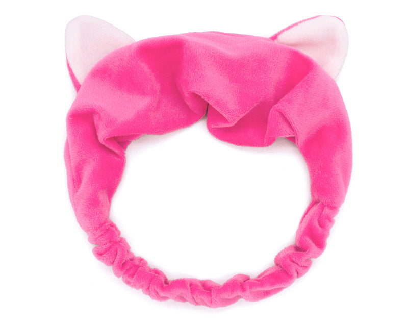 韩版流行网红猫耳朵发带发饰 女士可爱化妆洗脸毛绒猫耳朵束发带Terry