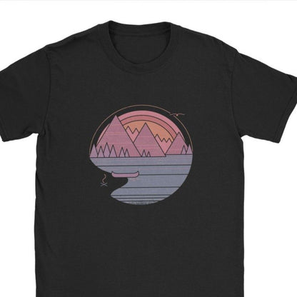 The Mountains Are Calling Hiking Tee Shirt Men Outdoors Nature Camping Tshirts Trekking Summer Tees O Neck Cotton Shirt