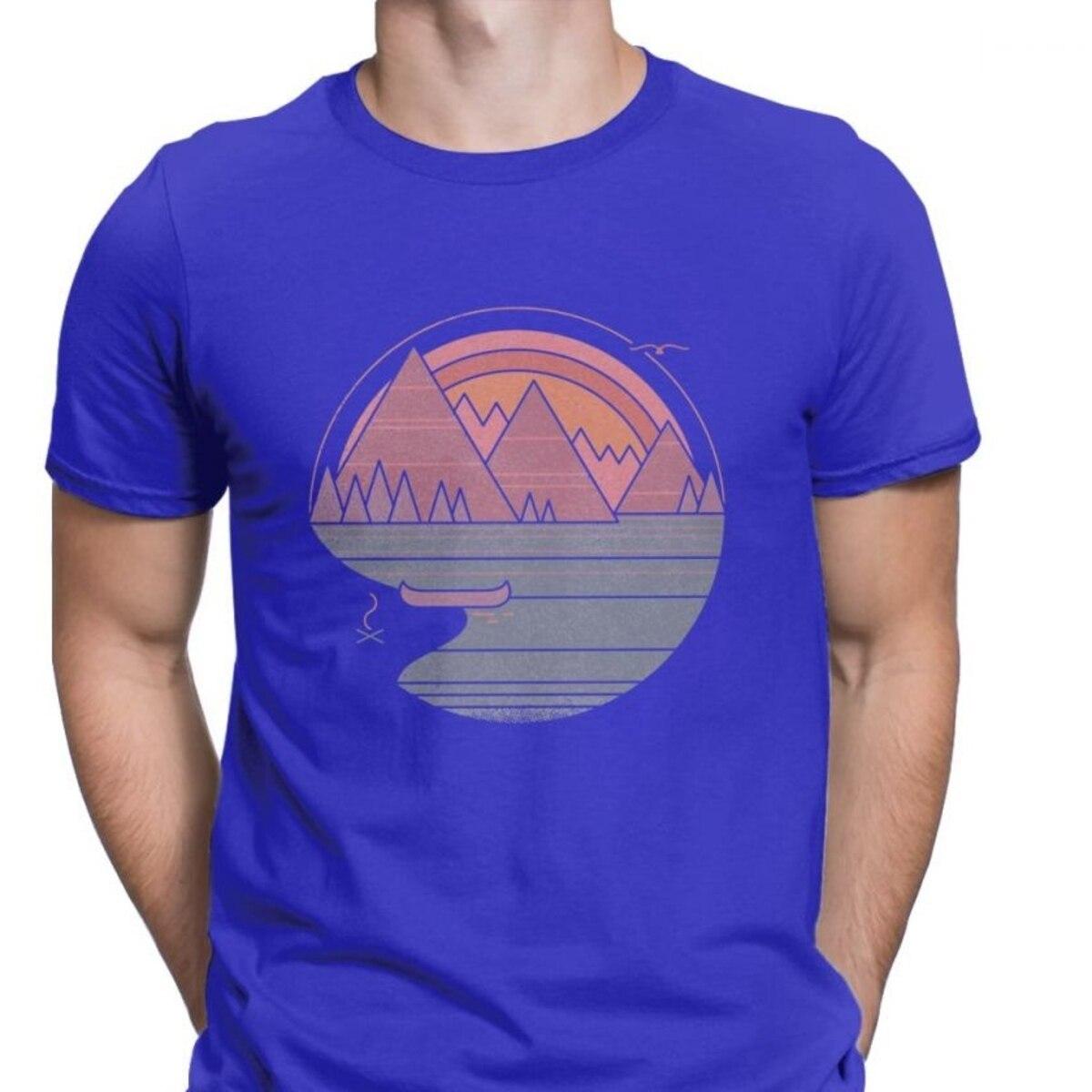 The Mountains Are Calling Hiking Tee Shirt Men Outdoors Nature Camping Tshirts Trekking Summer Tees O Neck Cotton Shirt