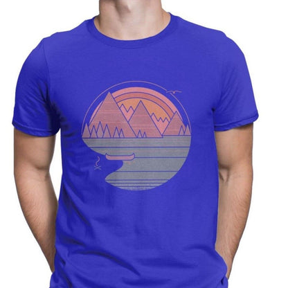 The Mountains Are Calling Hiking Tee Shirt Men Outdoors Nature Camping Tshirts Trekking Summer Tees O Neck Cotton Shirt