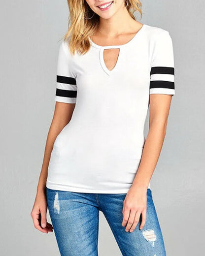 Stripe Cut Out Front T-Shirt