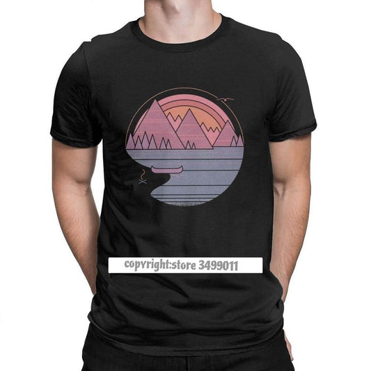 The Mountains Are Calling Hiking Tee Shirt Men Outdoors Nature Camping Tshirts Trekking Summer Tees O Neck Cotton Shirt