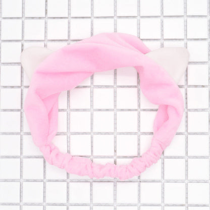 韩版流行网红猫耳朵发带发饰 女士可爱化妆洗脸毛绒猫耳朵束发带Terry