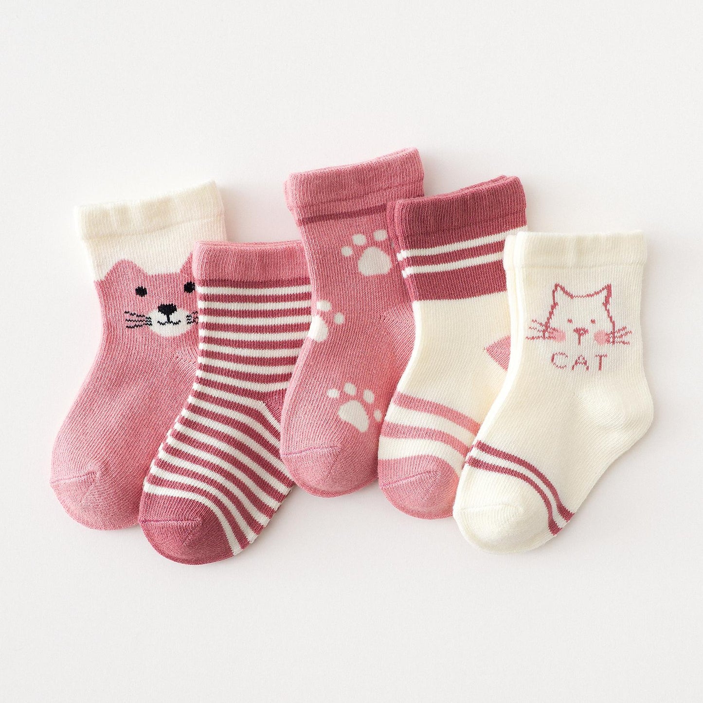 Children Four Seasons Tube Socks Pink Cat333333333333q