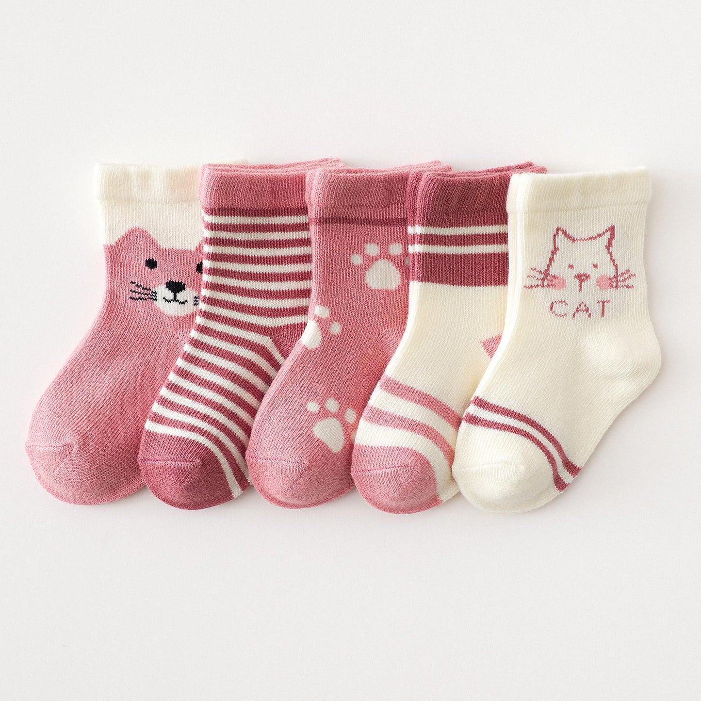 Children Four Seasons Tube Socks Pink Catqqqqqqqqqqqq123