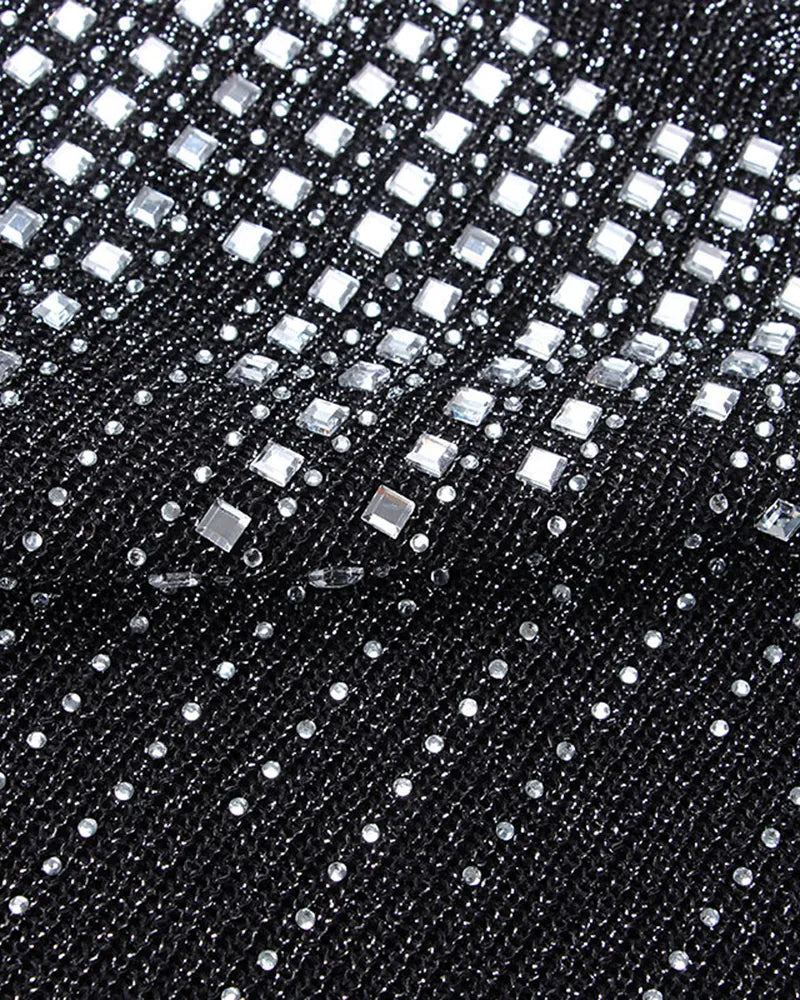 Rhinestone Decor Rib-Knit Sleeveless T-Shirt