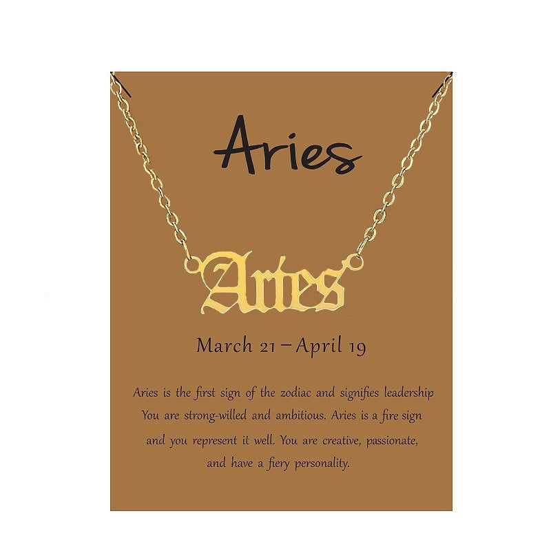 HOVANCI 3 Gold Letter 12 Zodiac sign stainless steel Necklace women Chain Choker Necklace Jewelry for women Gift