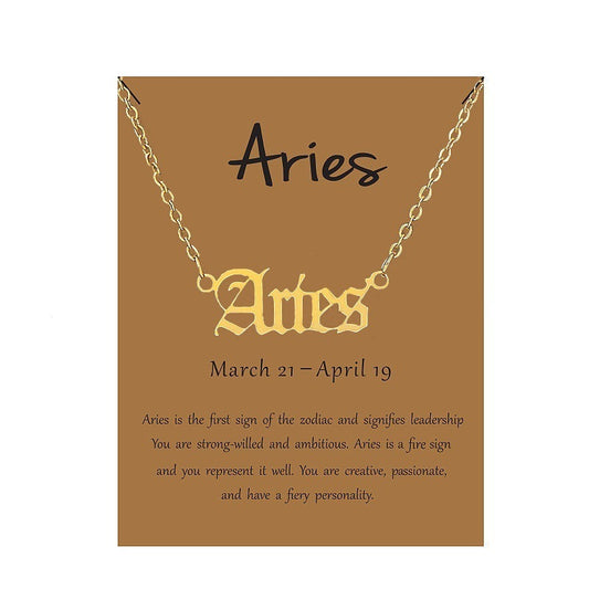 HOVANCI 3 Gold Letter 12 Zodiac sign stainless steel Necklace women Chain Choker Necklace Jewelry for women Gift