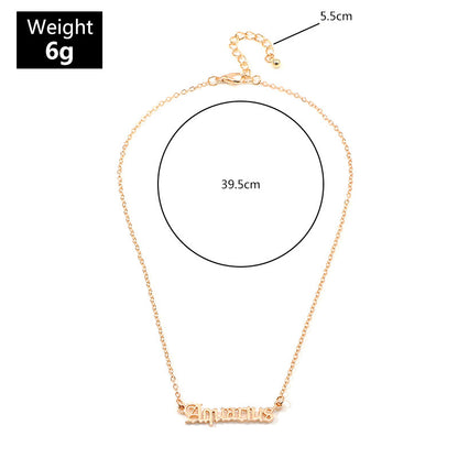 HOVANCI 3 Gold Letter 12 Zodiac sign stainless steel Necklace women Chain Choker Necklace Jewelry for women Gift