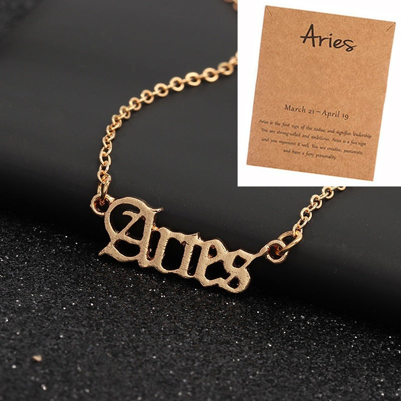 HOVANCI 3 Gold Letter 12 Zodiac sign stainless steel Necklace women Chain Choker Necklace Jewelry for women Gift