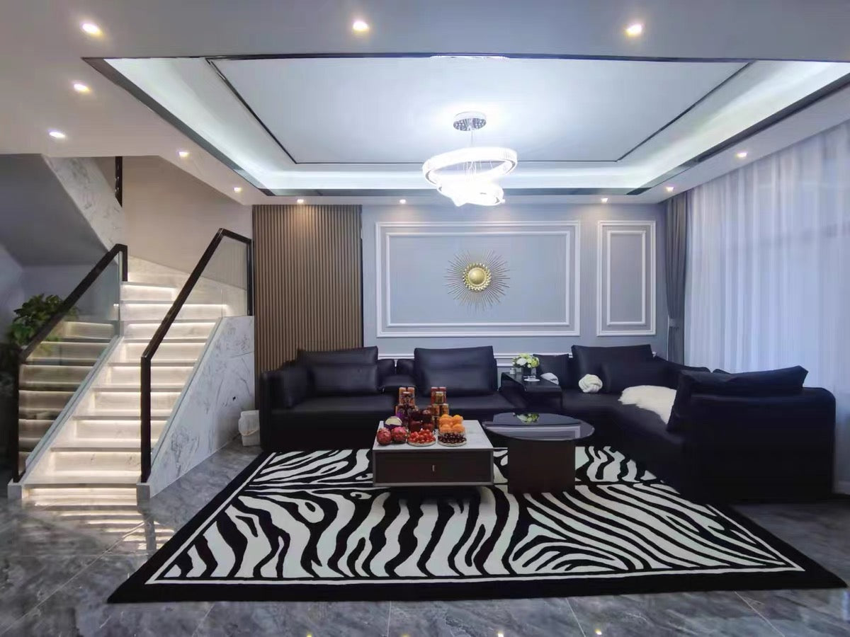 认证问题简约现代黑白老虎纹棋盘格千鸟格客厅沙发茶几地毯卧室床边尾地毯认证问题111