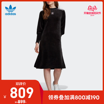 阿迪达斯官网 adidas 三叶草 SWEATER DRESS 女装裙子EJ9058