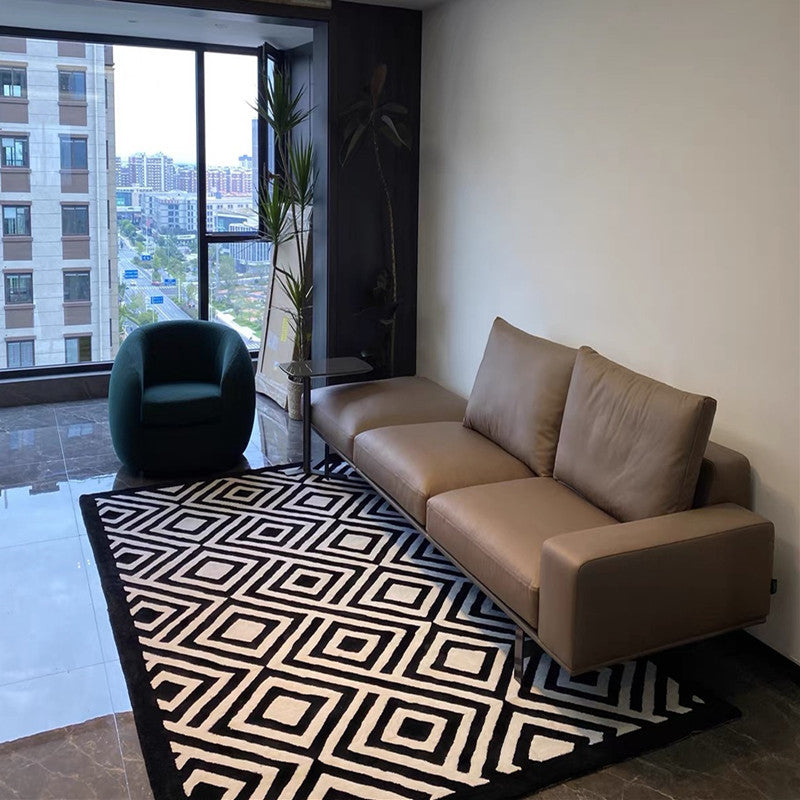 认证问题简约现代黑白老虎纹棋盘格千鸟格客厅沙发茶几地毯卧室床边尾地毯认证问题111