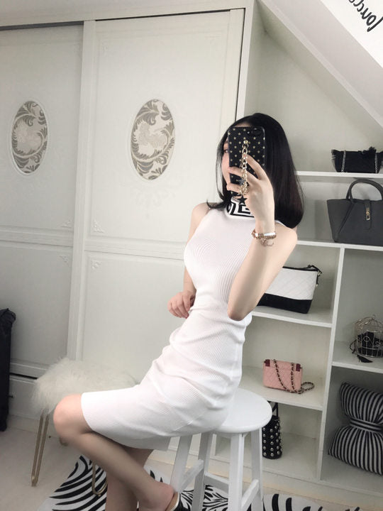 高领修身性感夜店女装无袖包臀紧身打底连衣裙2019春装新款时尚女