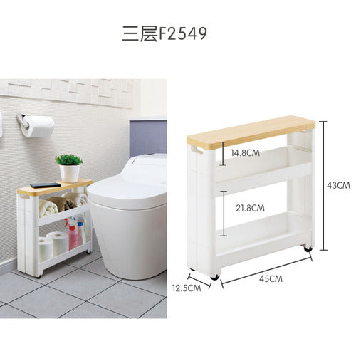 日本进口缝隙收纳架厨房置物架冰箱夹缝车可移动多层落地超窄柜