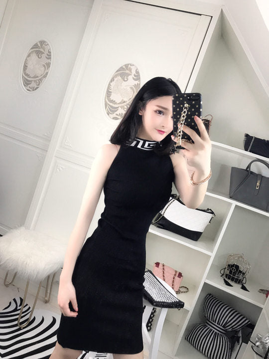 高领修身性感夜店女装无袖包臀紧身打底连衣裙2019春装新款时尚女