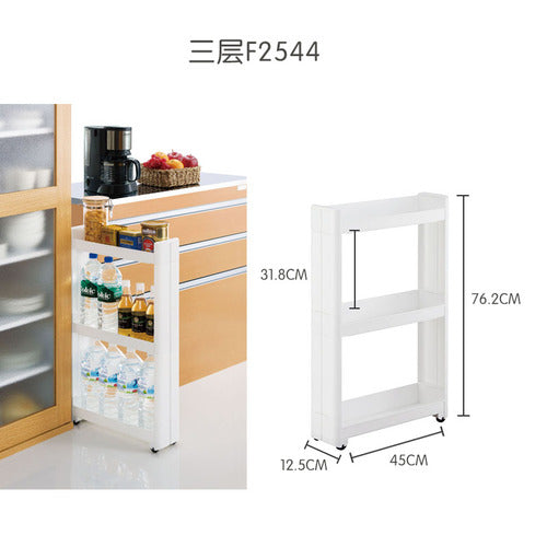 日本进口缝隙收纳架厨房置物架冰箱夹缝车可移动多层落地超窄柜