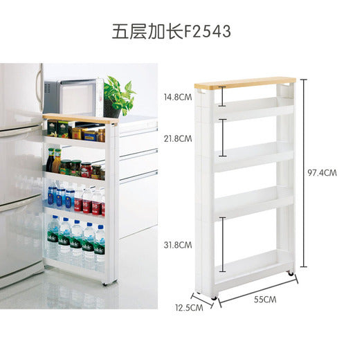 日本进口缝隙收纳架厨房置物架冰箱夹缝车可移动多层落地超窄柜