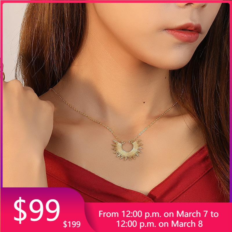 HOVANCI S925 Sterling Silver HOVANCI S925 Sterling Silver  Necklace European Luxury Geometric Irregular Gold Color Pendant Clavicle Necklace