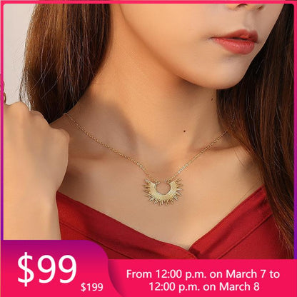 HOVANCI S925 Sterling Silver HOVANCI S925 Sterling Silver  Necklace European Luxury Geometric Irregular Gold Color Pendant Clavicle Necklace