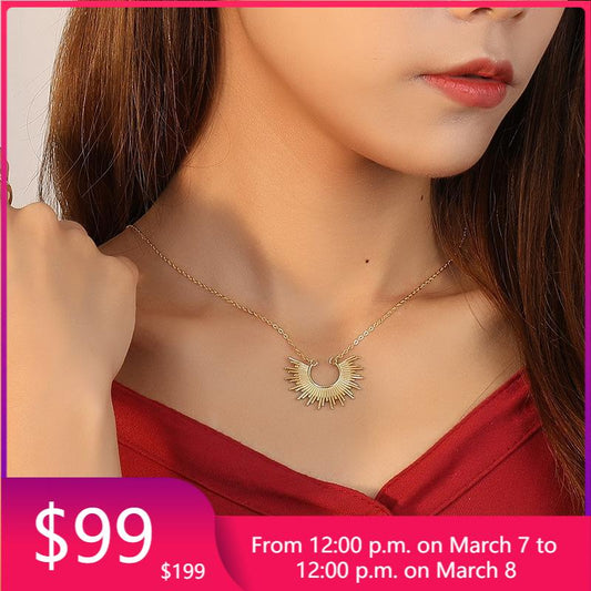 HOVANCI S925 Sterling Silver HOVANCI S925 Sterling Silver  Necklace European Luxury Geometric Irregular Gold Color Pendant Clavicle Necklace