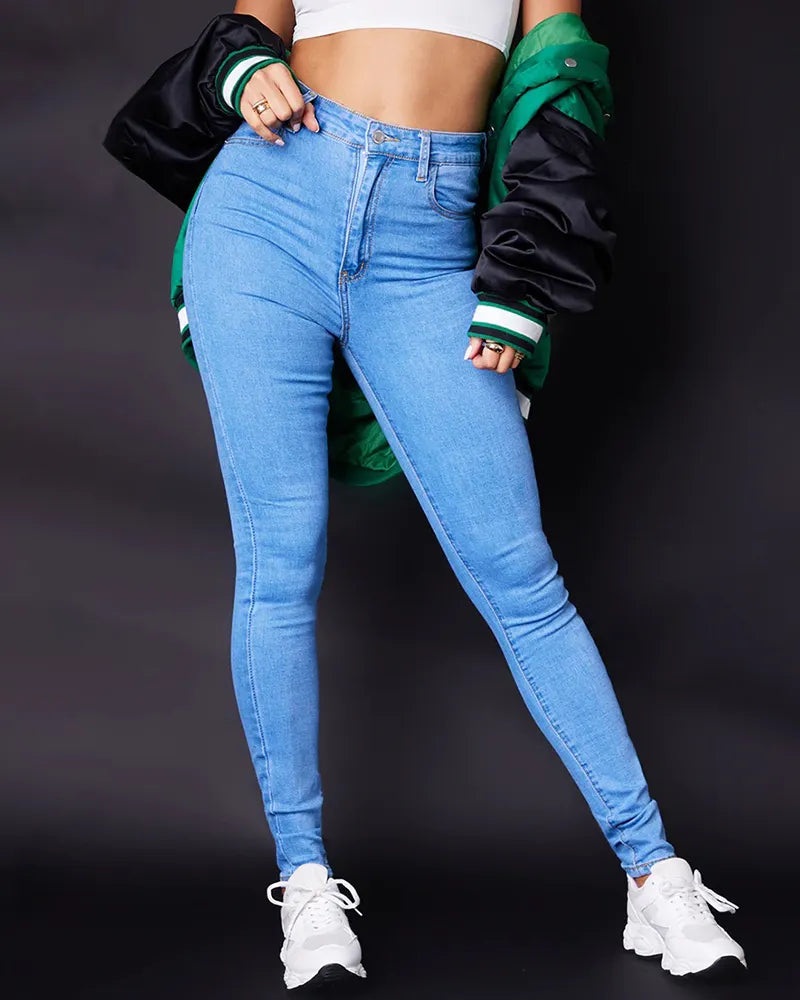 Slant Pocket High Waist Skinny Jeans