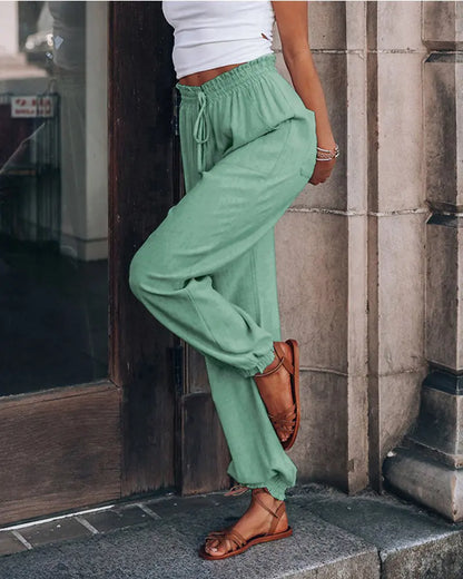 NEW Pocket Detail Drawstring Casual Cuffed Pants